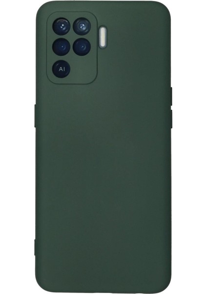 Oppo Reno 5 Lite Kılıf Nano Içi Kadife Silikon - Koyu Yeşil