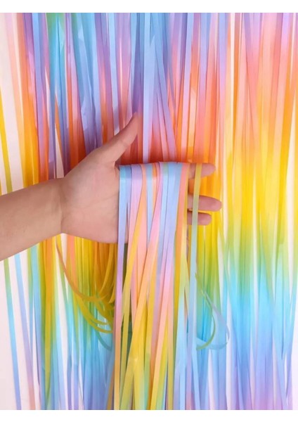 Pastel Renkli Saçak Perde Parti Doğum Günü Süsü