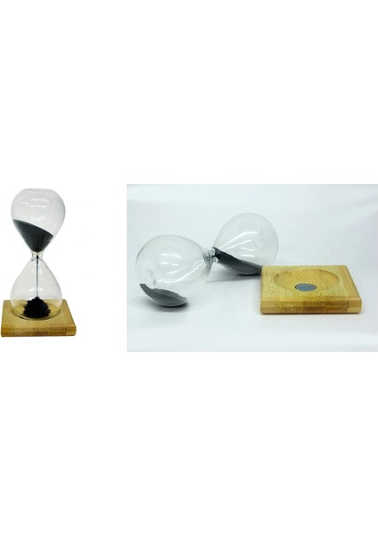 Mıknatıslı Manyetik Kum Saati Ahşap Standlı