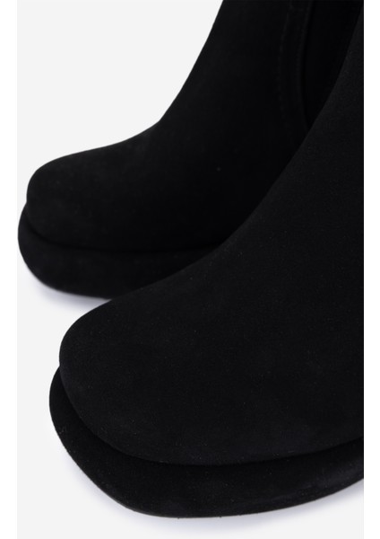 Kadın Hakiki Deri Siyah Topuklu Çizme 492 41105 Bn Czm SK25-26 Sıyah Metıs Suet modelleri