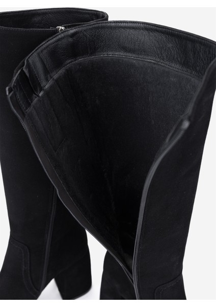 Kadın Hakiki Deri Siyah Topuklu Çizme 492 41105 Bn Czm SK25-26 Sıyah Metıs Suet indirimleri