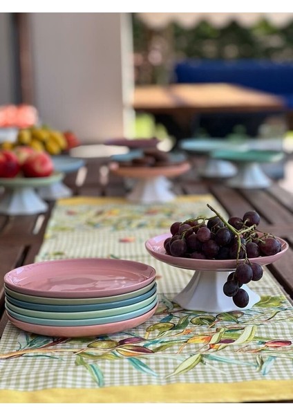 Rengarenk Soft Pudra Pembe Ayaklı Meyvelik Sunum Kasesi Kek Standı Çap 21CM Yükseklik 10 cm fiyatları