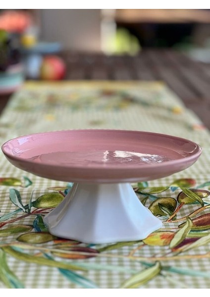Rengarenk Soft Pudra Pembe Ayaklı Meyvelik Sunum Kasesi Kek Standı Çap 21CM Yükseklik 10 cm indirimleri