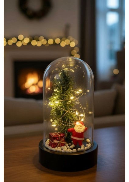 Noel Baba ve Çam Ağaçlı Büyük Boy Yılbaşı Süslü Peri LED Işıklı Fanus ve Kartanesi Kolye fiyatları