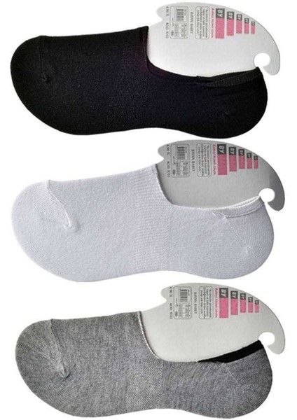 Siyah Gri ve Beyaz Kadın Babet Çorap 12 Çift modelleri