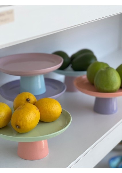 Rengarenk Soft Mor Mint Yeşili Ayaklı Meyvelik Sunum Kasesi Kek Standı indirimleri