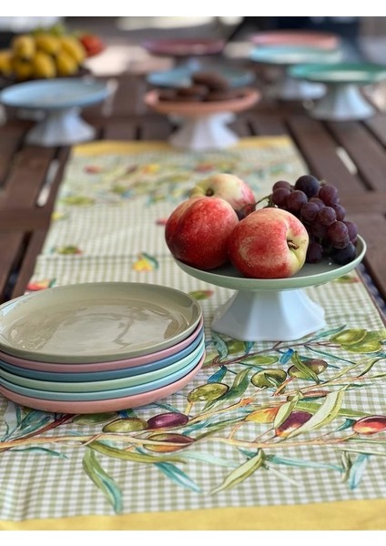 Rengarenk Soft Nil Yeşili Ayaklı Meyvelik Sunum Kasesi Kek Standı Çap 21CM Yükseklik 10 cm