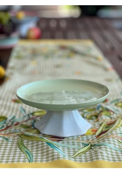 Rengarenk Soft Nil Yeşili Ayaklı Meyvelik Sunum Kasesi Kek Standı Çap 21CM Yükseklik 10 cm modelleri