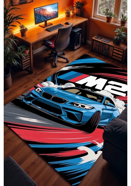 Spor Araba Desenli Kaymaz Taban Makinede Yıkanabilir Gaming Oyuncu Gamer Genç Odası Halısı modelleri