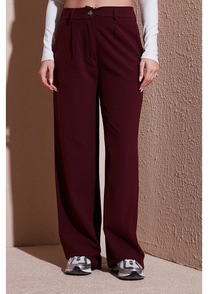 Wide Leg Yüksek Bel Geniş Paça Pantolon Bayan Pantolon 25K0101K1 fiyatları