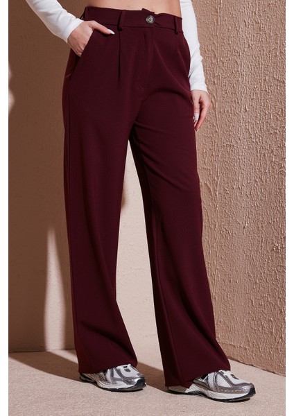Wide Leg Yüksek Bel Geniş Paça Pantolon Bayan Pantolon 25K0101K1 modelleri