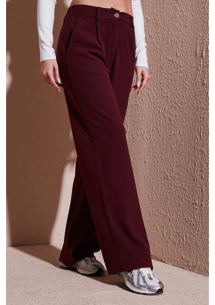 Wide Leg Yüksek Bel Geniş Paça Pantolon Bayan Pantolon 25K0101K1 fırsatları