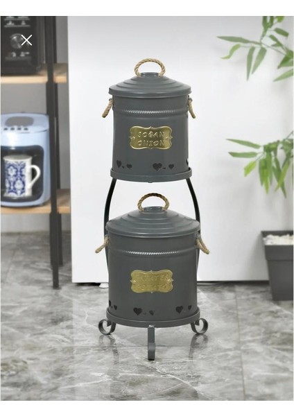 Küçük Patates Soğan Kovası 2 Katlı Paslanmaz