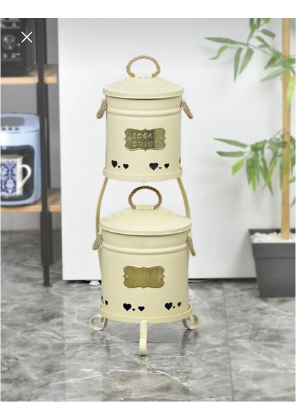 Küçük Patates Soğan Kovası 2 Katlı Paslanmaz