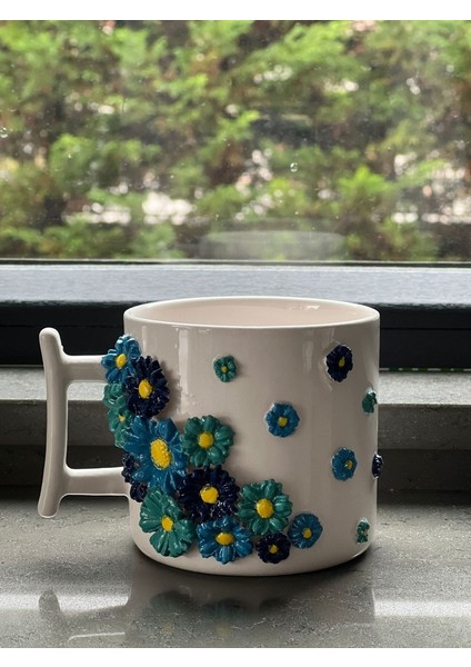 Büyük Boy 420ML Rengarenk Çiçekli 2 Temalı Kupa