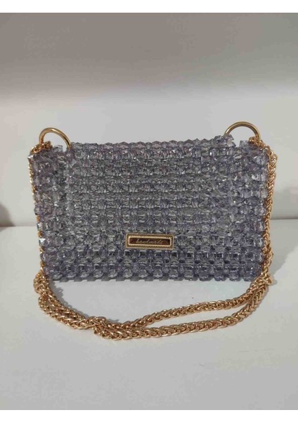 El Yapımı Boncuk Işlemeli Mini El & Kol Çantası – Açık Lila