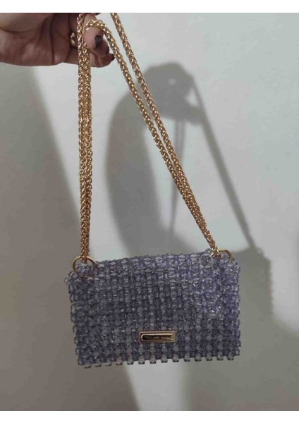 El Yapımı Boncuk Işlemeli Mini El & Kol Çantası – Açık Lila fırsatları