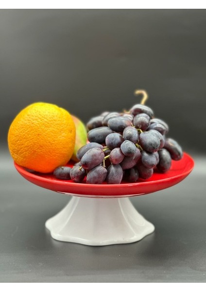 Rengarenk Kırmızı Ayaklı Meyvelik Sunum Kasesi Kek Standı Çap 21CM Yükseklik 10 cm fiyatları