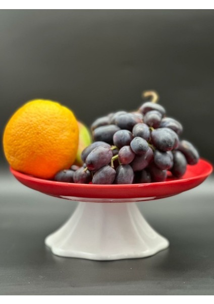 Rengarenk Kırmızı Ayaklı Meyvelik Sunum Kasesi Kek Standı Çap 21CM Yükseklik 10 cm fırsatları