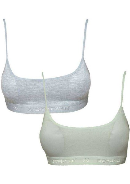 Pedli Ip Askılı Gri ve Krem Büstiyer 2 Adet