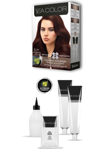 2 Tüp Krem Saç Boyası Seti Sıcak Çikolata No:5.77 fiyatları