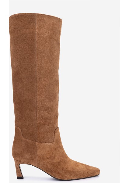 Kadın Hakiki Deri Taba Süet Topuklu Çizme 594 5840 Bn Czm SK25-26 Taba Suet