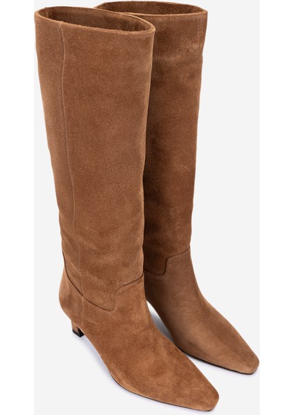 Kadın Hakiki Deri Taba Süet Topuklu Çizme 594 5840 Bn Czm SK25-26 Taba Suet fiyatları