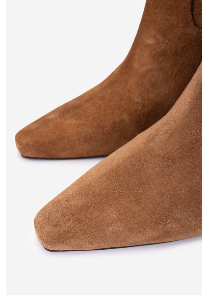 Kadın Hakiki Deri Taba Süet Topuklu Çizme 594 5840 Bn Czm SK25-26 Taba Suet modelleri