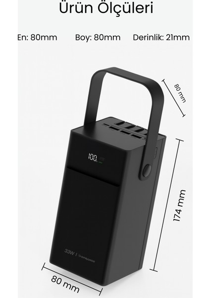 100.000MAH 33W Hızlı Şarj Powerbank 4xusb I Type-C I Micro LED Göstergeli Garantili Inanılmaz