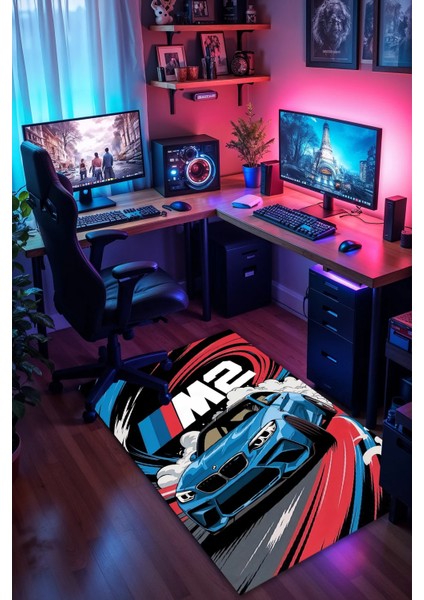 Spor Araba Desenli Kaymaz Taban Makinede Yıkanabilir Gaming Oyuncu Gamer Genç Odası Halısı fiyatları