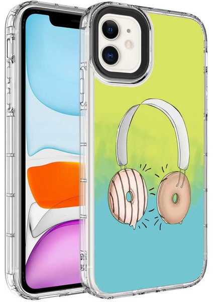 iPhone 11 Uyumlu Kamera Korumalı Renkli Desenli Sert Silikon Vlmt Korn KAPAK-NO14
