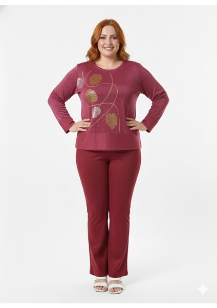 Büyük Beden Simli Örme Taş Işlemeli Truvakar Kol 42-44-46-48 Bedenlere 70 cm Boy Merserize Bluz