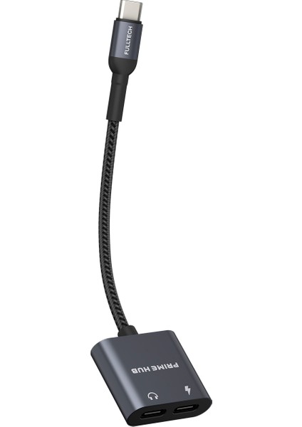 FH10 2'si 1 Arada Usb-C Hub | Pd 60W Hızlı Şarj & Ses Aktarımı | Çift Usb-C Girişli | Örgü Kablolu Taşınabilir Çoklayıcı