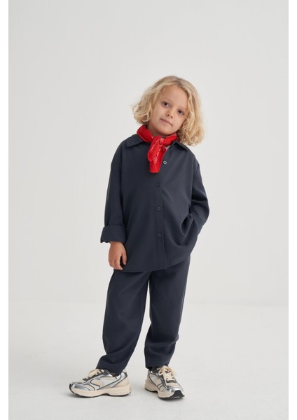 Gömlekli Tencel Takım 2-7 Yaş Lacivert