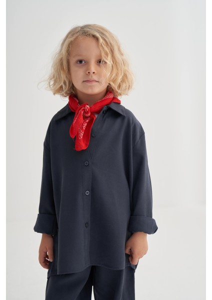 Gömlekli Tencel Takım 2-7 Yaş Lacivert modelleri