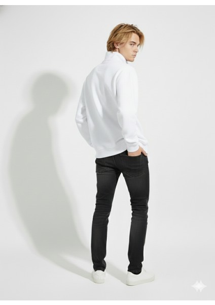 Unisex Regular Çift Iplik Yumuşak Dokulu Düğmeli Sweatshirt modelleri