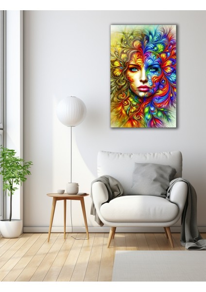 Pop Art Rengarenk Kadın Cam Tablo modelleri