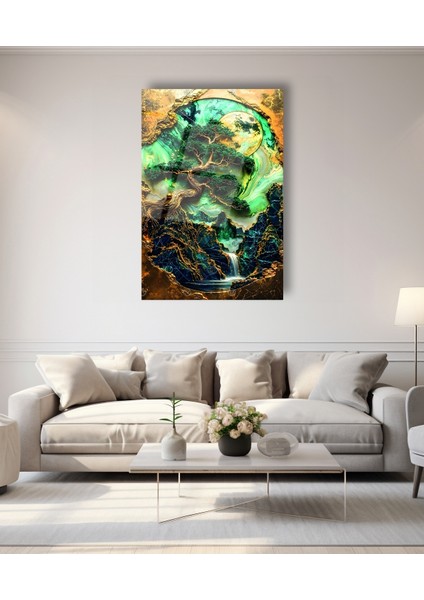 Altın Desen Detaylı Bonsai Ağacı Cam Tablo fırsatları