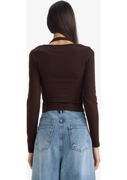 Halter Yaka Katmanlı Ribana Uzun Kollu TIŞÖRT G3668AX25WN indirimleri