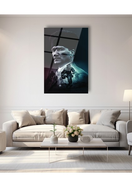 Atatürk ve Askerlerimiz Çanakkale Cephesi Cam Tablo