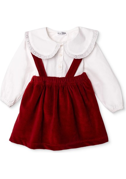 Kız Bebek Chic Kadife Bluz-Etek Bebe Yaka Uzun Kol