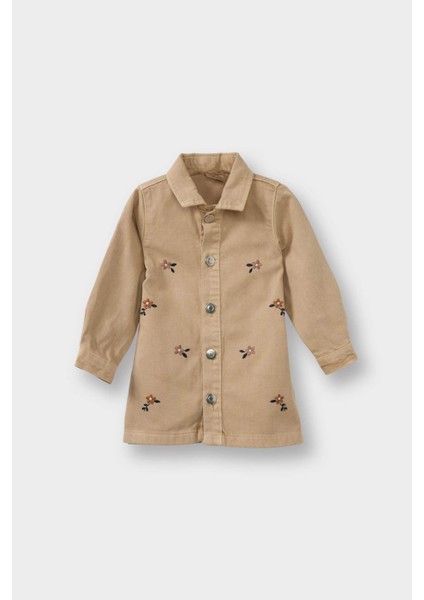 Kız Bebek Çiçekli Uzun Kollu Jean Elbise G7610A525AU