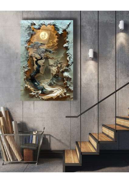 Perspektif Bakış Içinde Bonsai Ağaçları Cam Tablo fiyatları