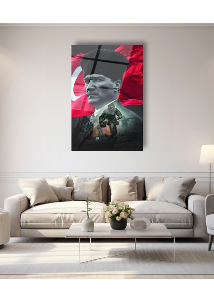 Atatürk ve Askerlerimiz Cam Tablo