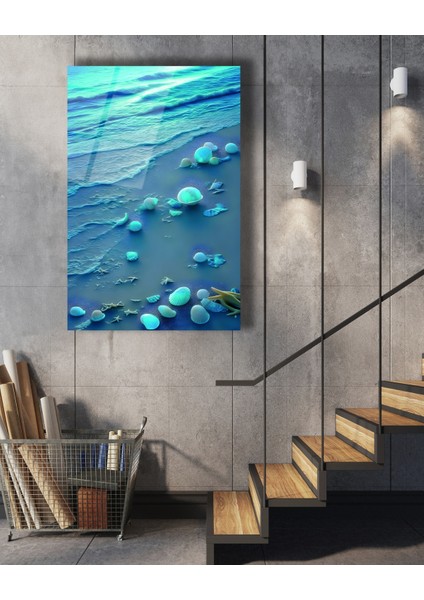 Sahilde Deniz Kabukları Cam Tablo fiyatları