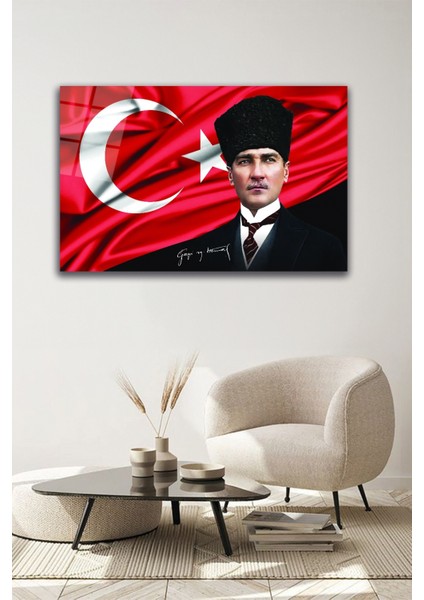 Atatürk Yüz Portresi Cam Tablo