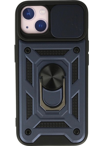 Iphone 15 Kılıf Pars Lens Yüzüklü Silikon - Lacivert