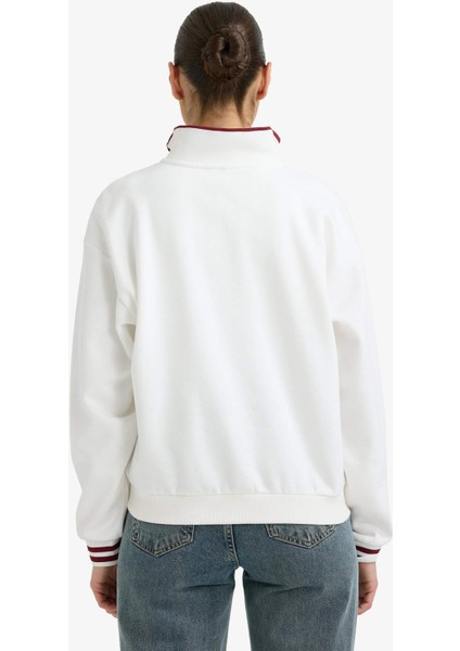Relax Fit Polo Yaka Baskılı Kalın Sweatshirt Kumaşı SWEATSHIRT G7048AX25WN indirimleri