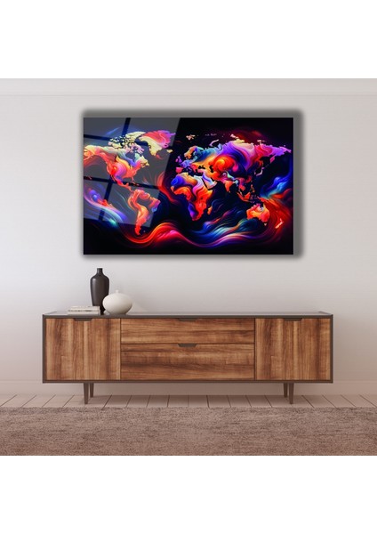 Rengarenk Dünya Haritası Cam Tablo fiyatları