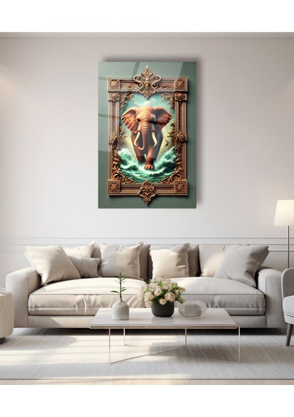 Çerçeve Içinde Suda Yürüyen Fil Cam Tablo modelleri